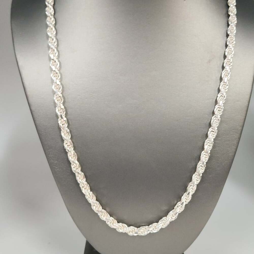 Heavy solid 925 Sterling Silver Byzantine Rope Chain Necklace 24" 4.9mm 66g